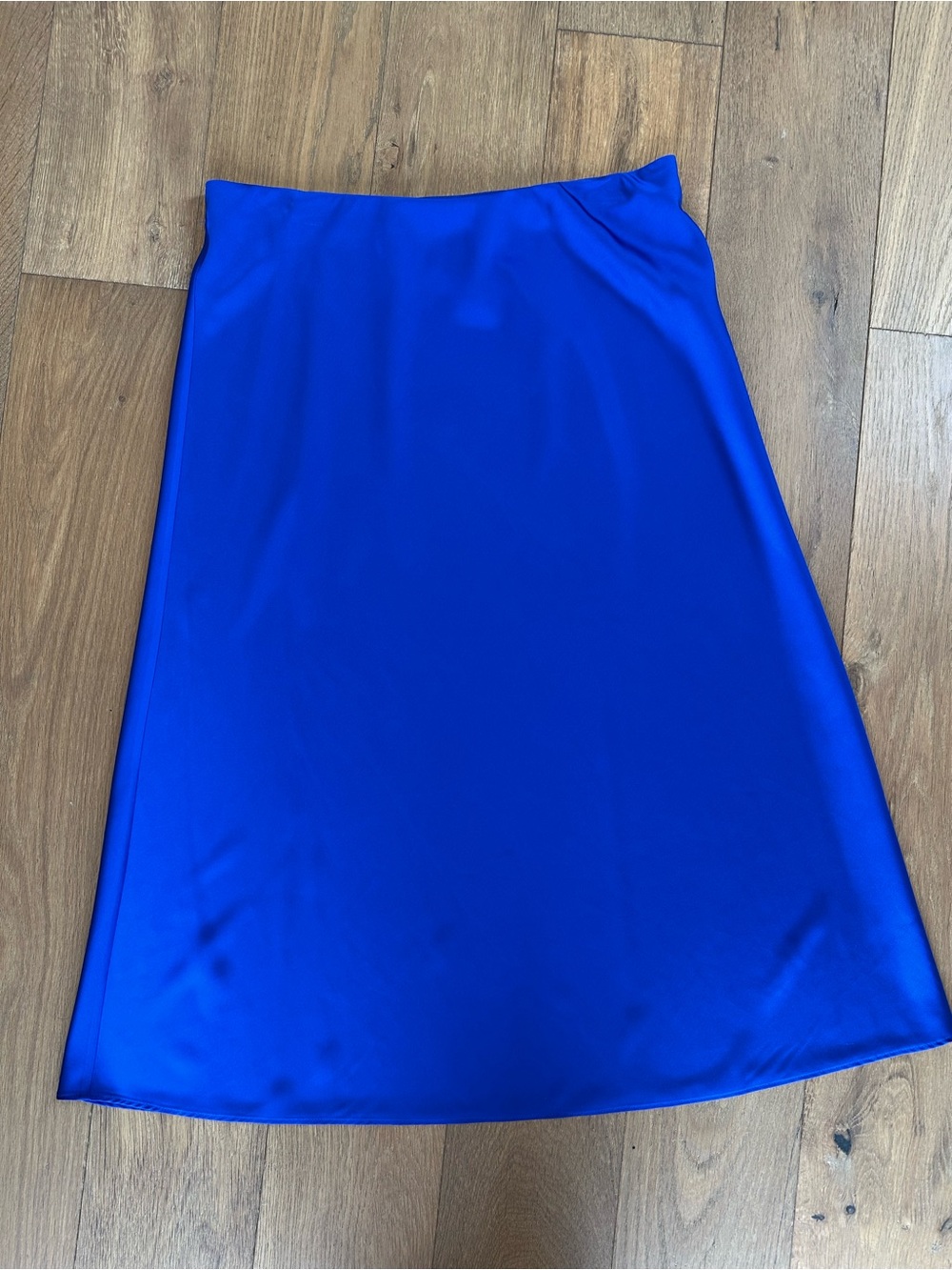 J Crew Washable Silk Midi Skirt Cobalt Blue L
